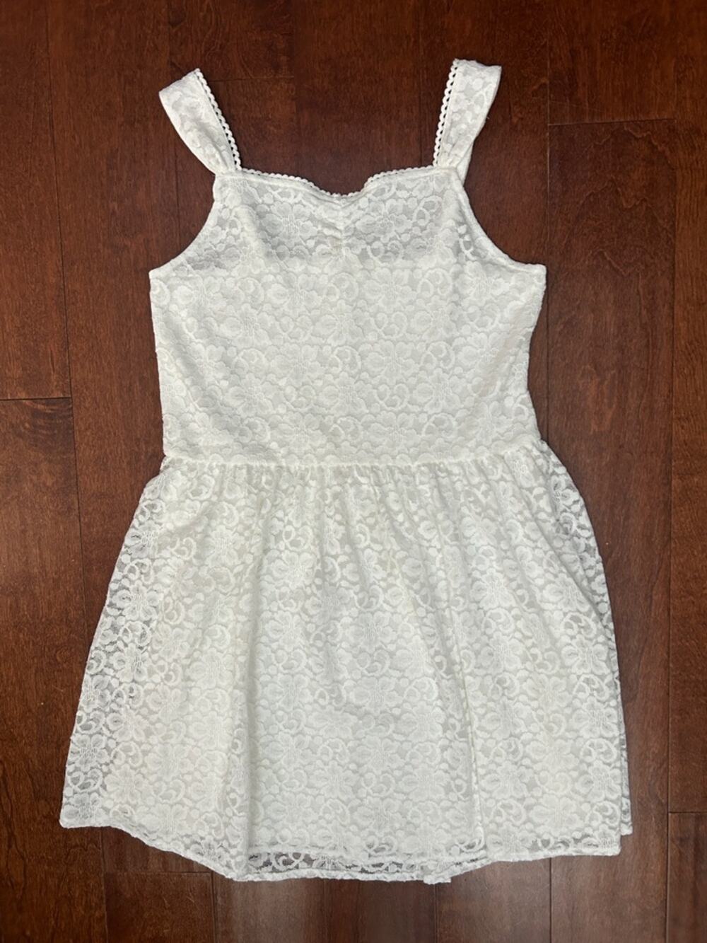 Abercrombie and Fitch kids White Sleeveless Lace Sundress, Size 17/18